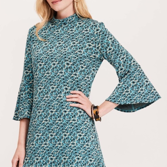 New Tyler Boe Mindy Jacquard Dress in turquoise blue crème size medium - Picture 1 of 11